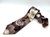 Floral Neck Tie, Brown and Copper Tie, Liberty of London, Copper Wedding Ties, Groomsmen Tie, Copper and Brown Floral Ties VIVID