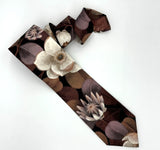 Floral Neck Tie, Brown and Copper Tie, Liberty of London, Copper Wedding Ties, Groomsmen Tie, Copper and Brown Floral Ties VIVID 3