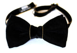 Black and Gold Silk Velvet Bow Tie