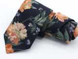 Black and Copper Floral Neck Tie Liberty London Decadent Blooms