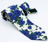 Emerald Green and Blue on the Off White Floral Tie Liberty London Vivid clothing Toronto