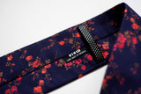 Navy Blue and Coral Floral Neck Tie, Liberty of London