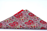 Floral and Paisley Hearts Pocket Square - Red and White Pocket Square - Liberty of London - Valentine's Day Gift, Wedding Gift, Love Gift