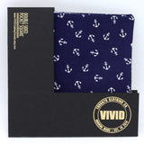 Navy Blue and White Anchors Pocket Square - Nautical Pocket Square - Reversible - Japanese Cotton