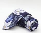 Indigo Blue Large Floral Neck Tie