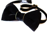 Black and Gold Silk Velvet Bow Tie