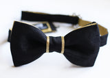 black and gold wedding bow tie pre-tied lurex silk