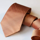Copper raw silk neck tie copper weding rose gold copper
