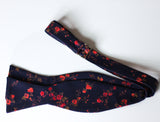 navy blue and coral floral bow tie liberty of london