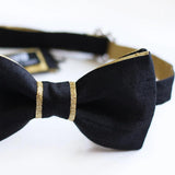 black and gold wedding bow tie