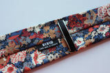 Blue, Muted Red and Tan Small Print Floral Neck Tie. Liberty of London, Thorpe Hill