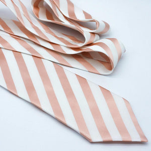 rose gold and white striped neck tie for wedding