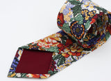 Floral Neck Tie - Burgundy, Wine Red, Emerald Green, Blue and White - Liberty of London
