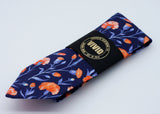 Floral Neck Tie in Navy Blue and Coral
