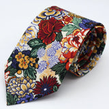 Floral Neck Tie - Burgundy, Wine Red, Emerald Green, Blue and White - Liberty of London
