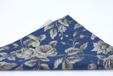 Floral Pocket Square. Classic Blue and Grey. Liberty of London
