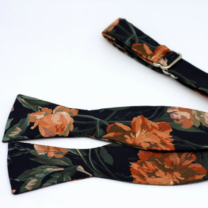 Floral Bow Tie - Black and Copper Tie - Liberty of London - Copper Wedding Bow Ties - Groom, Groomsmen Bowties