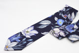 Indigo Blue Large Floral Neck Tie